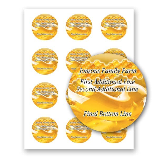 Raw Honey Personalized Self Adhesive Round Labels (Label-04, 240 Labels on 20 Sheets)