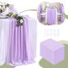 10 Pieces 10Ft Chiffon Table Runners Light Purple Sheer Rustic Gauze Spring Easter Table Runner Elegant Wedding Bridal Party Birthday Decorations 27x120 Inches view 1