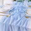 10 Pieces 10Ft Chiffon Table Runners Blue Sheer Rustic Wedding Table Runner Elegant Bridal Party Decorations 27x120 Inches view 4