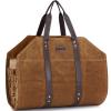 Canvas Firewood Log Carrier Bag, Waxed Durable Wood Tote of Fireplace Stove Accessories, Extra Large Hay Hauling with Handles for Outdoor Camping-Rust view 1