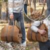 Canvas Firewood Log Carrier Bag, Waxed Durable Wood Tote of Fireplace Stove Accessories, Extra Large Hay Hauling with Handles for Outdoor Camping-Rust view 2