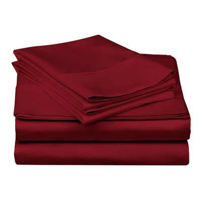 400 Thread Count 4-Piece Sheet Standard Bunk Bed Size (39" x 75") Burgundy Solid Fit Up to 26" Deep Mattress 100% Egyptian Cotton