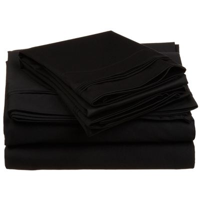 400 Thread Count 4-Piece Sheet Set Twin Bed Size/Single Bed Size (39" x 75") Black Solid Fit Up to 26" Deep Mattress 100% Egyptian Cotton.
