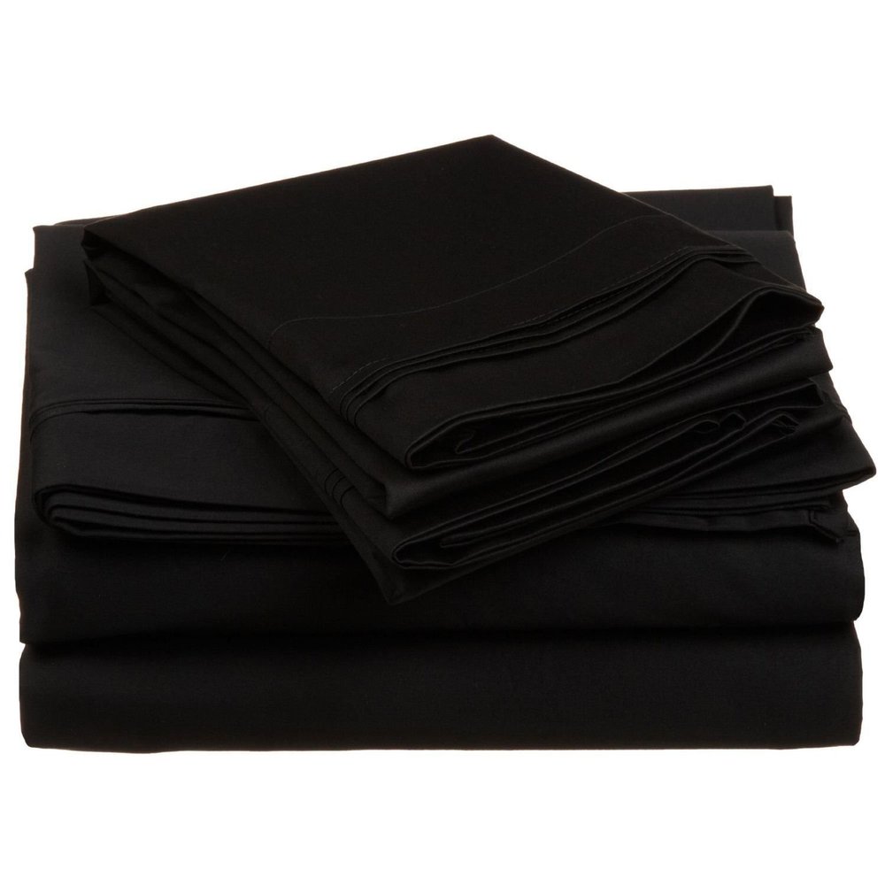 400 Thread Count 4-Piece Sheet Set Twin Bed Size/Single Bed Size (39" x 75") Black Solid Fit Up to 26" Deep Mattress 100% Egyptian Cotton.