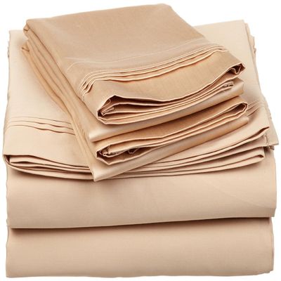 400 Thread Count 4-Piece Sheet Set Narrow Bunk Bed Size (39" x 75") Beige Solid Fit Up to 26" Deep Mattress 100% Egyptian Cotton.