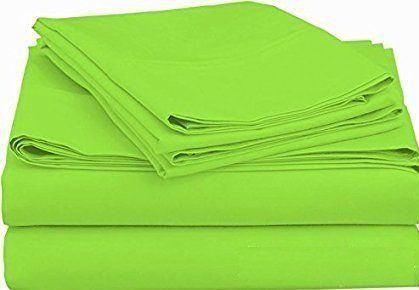400 Thread Count 4-Piece Sheet Set Twin Bed Size/Single Bed Size (39" x 75") Parrot Green Solid Fit Up to 26" Deep Mattress 100% Egyptian Cotton.