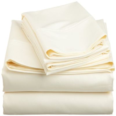 400 Thread Count 4-Piece Sheet Set Narrow Bunk Bed Size (39" x 75") Ivory Solid Fit Up to 26" Deep Mattress 100% Egyptian Cotton.