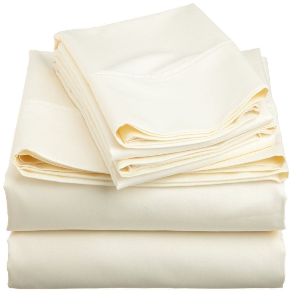 400 Thread Count 4-Piece Sheet Set Narrow Bunk Bed Size (39" x 75") Ivory Solid Fit Up to 26" Deep Mattress 100% Egyptian Cotton.
