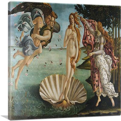 ARTCANVAS The Birth of Venus 1485 Canvas Art Print Stretched Framed Painting Picture Poster Giclee Wall Decor by Sandro Botticelli - 40" x 26" (0.75" Deep)