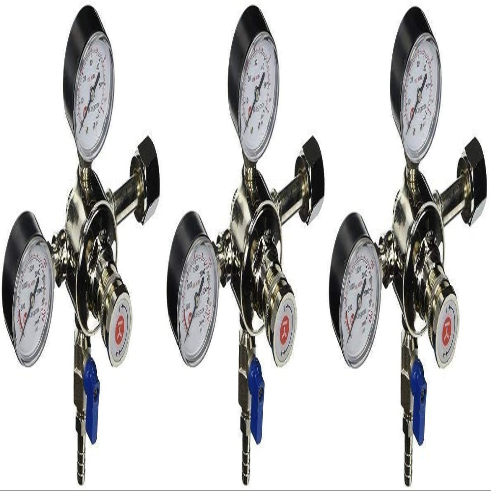 Kegco KC LH-542 Premium Pro Series Dual Gauge Co2 Draft Beer Regulator, Chrome (Pack of 3)