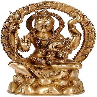 Exotic India Seated Shiva ATOP Mount Kailash Statues, Natural Brass