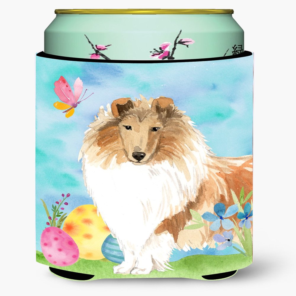 Caroline's Treasures CK1904TBC Easter Eggs Rough Collie Tall Boy Hugger Can Cooler Sleeve Hugger Machine Washable Drink Sleeve Hugger Collapsible Insulator Beverage Insulated Holder