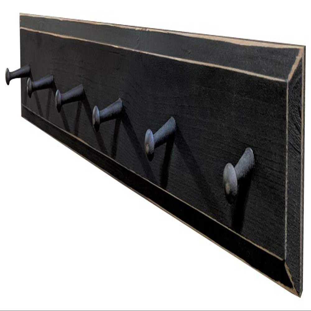 Sawdust City Wood Wall Coat Rack with Pegs - 3' long (Old Black)