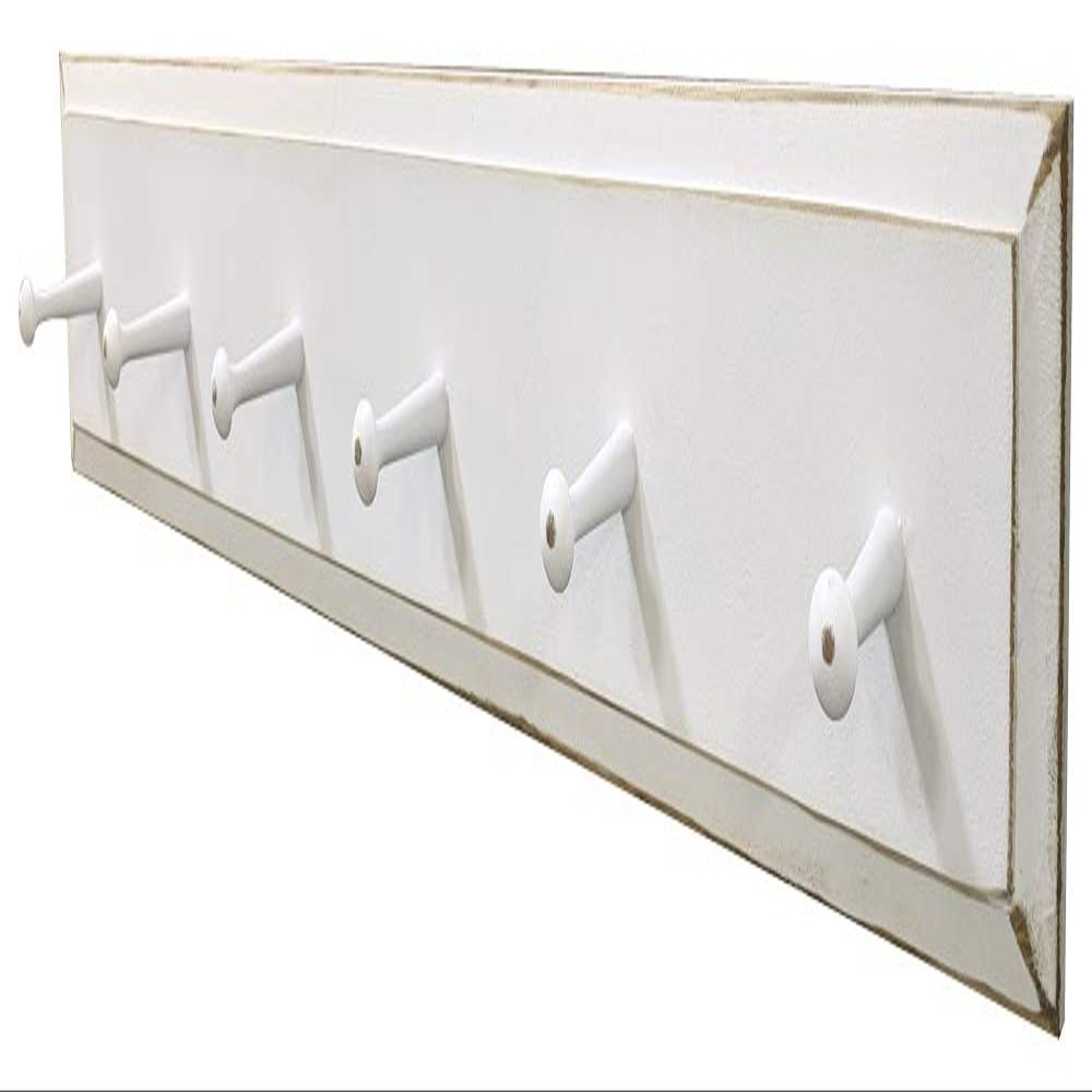 Sawdust City Wood Wall Coat Rack with Pegs - 3' Long (Old Cottage White)