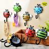 10pcs Cartoon Ladybug + Bee Bathroom Wall Hooks Sucker Nail Hook Wall Decor Shower Suction Cup Home Suction Hanger view 2