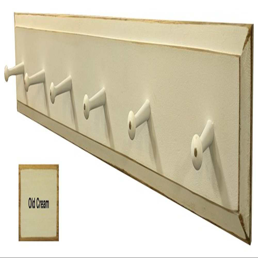 Sawdust City Wood Wall Coat Rack with Pegs - 3' Long (Old Cream)