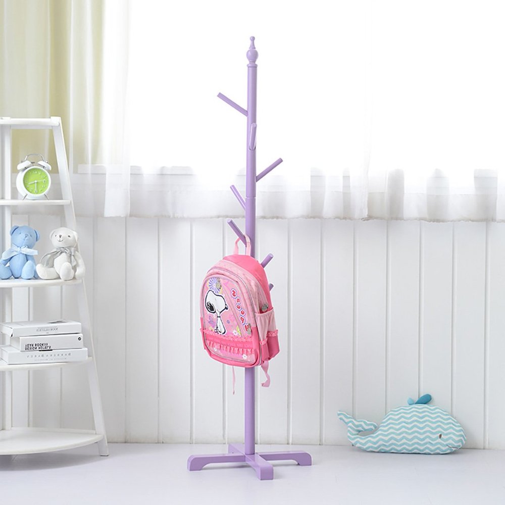 Panet coat rack Children's solid wood coat rack, floor-style coat racks, bedroom hangers, home simple clothes storage shelves (Color : D)