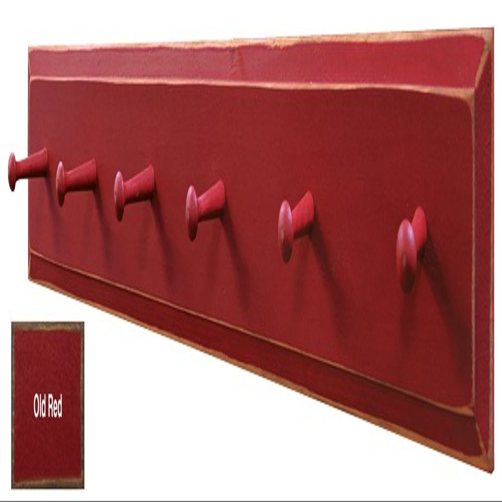 Sawdust City Wood Wall Coat Rack with Pegs - 3' Long (Old Red)