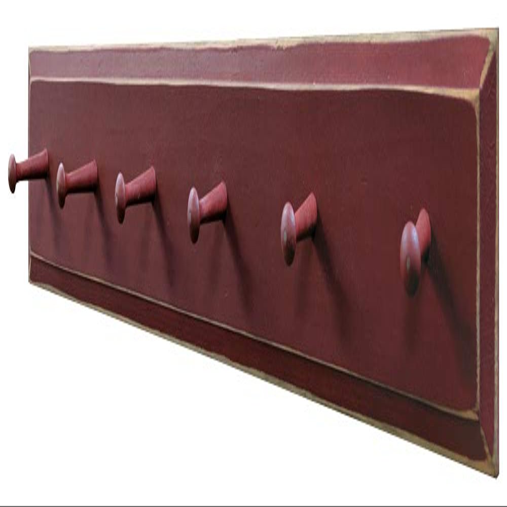 Sawdust City Wood Wall Coat Rack with Pegs - 3' long (Old Burgundy)