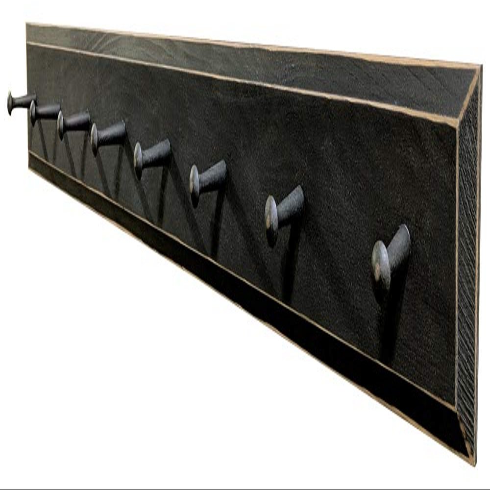 Sawdust City Wall Coat Rack with Pegs - 4' long (Old Black)