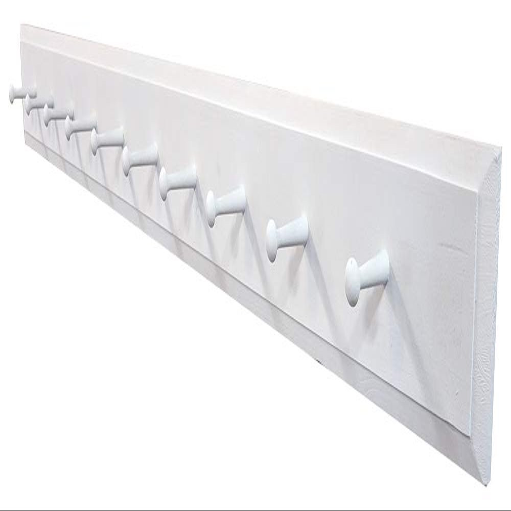 Wall Coat Rack with Pegs - 4' long (Solid Cottage White)