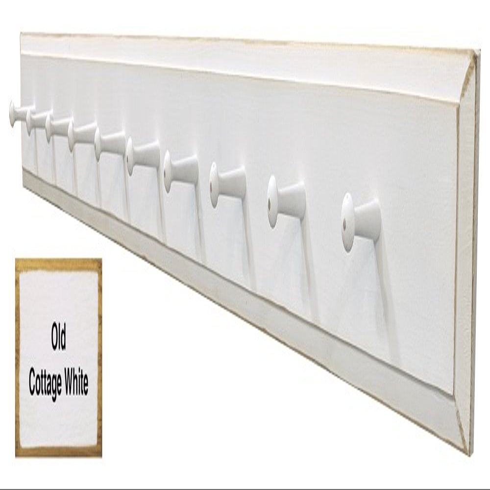 Sawdust City Wooden Wall Coat Pegs - 5' Long (Old Cottage White)