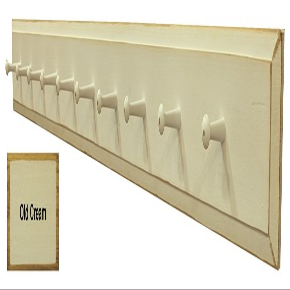 Sawdust City Wooden Wall Coat Pegs - 5' Long (Old Cream)