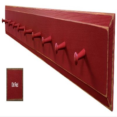Sawdust City Wooden Wall Coat Pegs - 5' Long (Old Red)