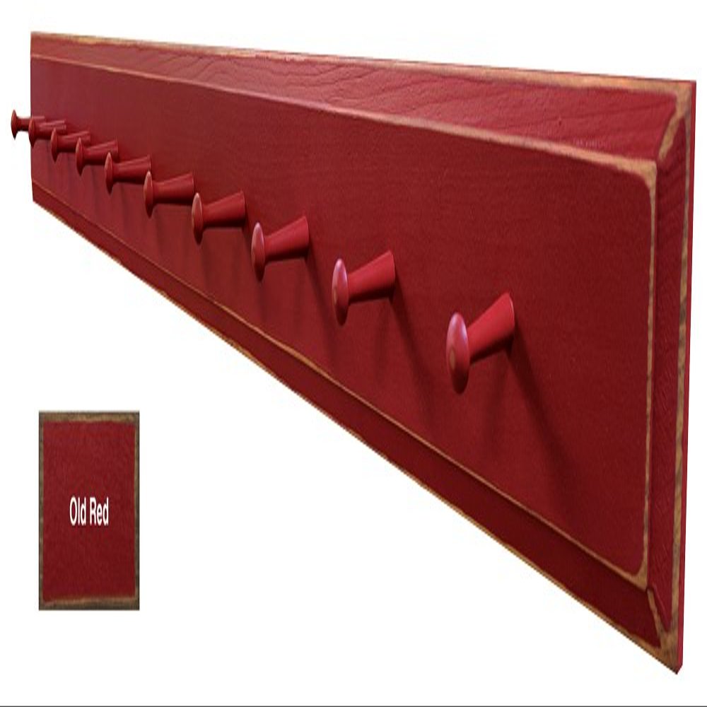 Sawdust City Wooden Wall Coat Pegs - 5' Long (Old Red)