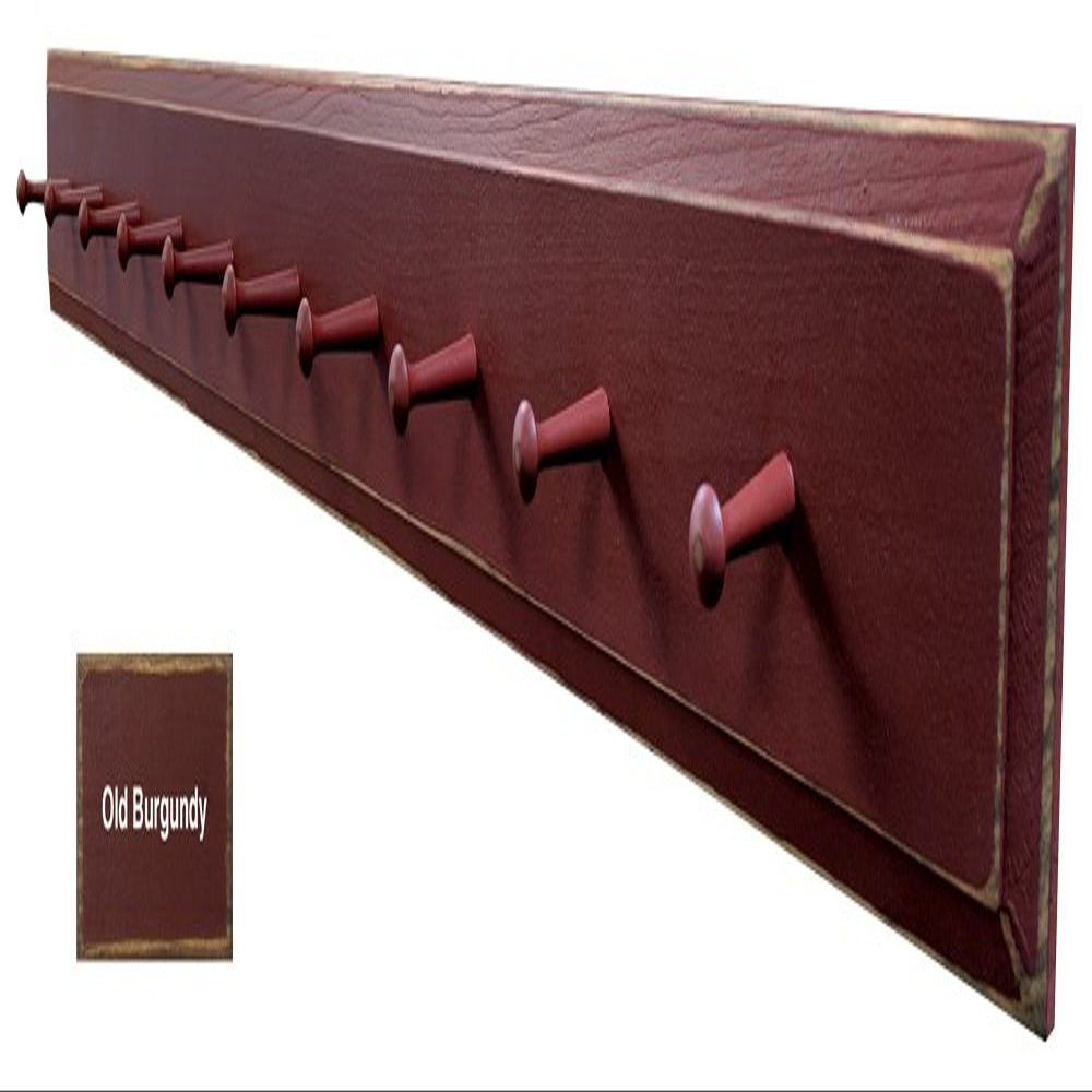 Sawdust City Wooden Wall Coat Pegs - 5' Long (Old Burgundy)