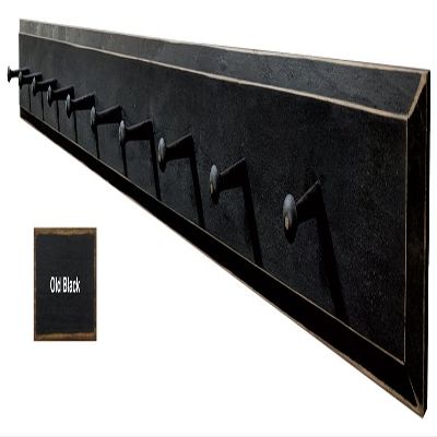 Sawdust City Wooden Wall Coat Pegs - 5' Long (Old Black)