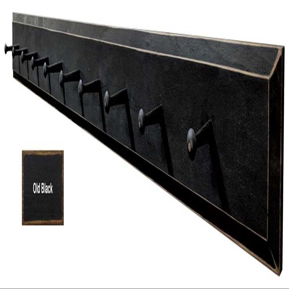 Sawdust City Wooden Wall Coat Pegs - 5' Long (Old Black)