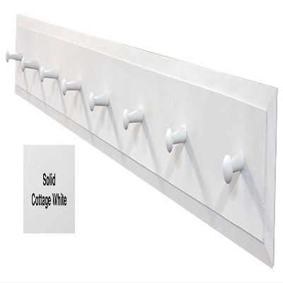 Wooden Wall Coat Pegs - 5' Long (Solid Cottage White)