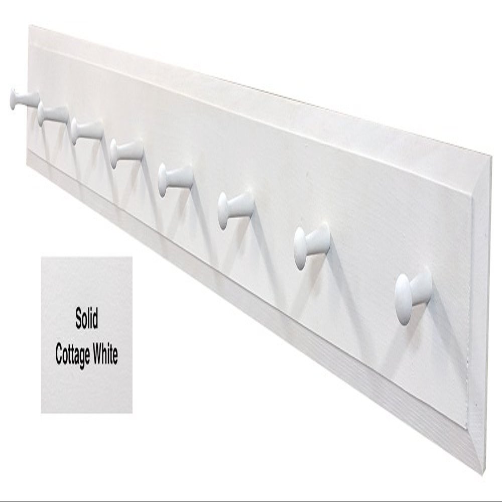 Wooden Wall Coat Pegs - 5' Long (Solid Cottage White)