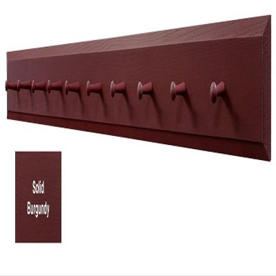Sawdust City Wooden Wall Coat Pegs - 5' Long (Solid Burgundy)