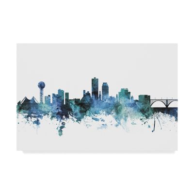 Trademark Fine Art Knoxville Tennessee Blue Teal Skyline by Michael Tompsett Fine Art, 16" x 24", Multicolor