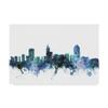 Trademark Fine Art Raleigh North Carolina Blue Teal Skyline by Michael Tompsett Fine Art, 16" x 24", Multicolor view 1