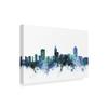 Trademark Fine Art Raleigh North Carolina Blue Teal Skyline by Michael Tompsett Fine Art, 16" x 24", Multicolor view 2