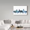 Trademark Fine Art Raleigh North Carolina Blue Teal Skyline by Michael Tompsett Fine Art, 16" x 24", Multicolor view 3