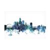 Wrapped Canvas Wall Art - Michael Tompsett 'Des Moines Iowa Blue Teal Skyline' Wall Art for Living Room, Bedroom, or Office Dcor - 16x24 view 2