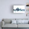 Wrapped Canvas Wall Art - Michael Tompsett 'Des Moines Iowa Blue Teal Skyline' Wall Art for Living Room, Bedroom, or Office Dcor - 16x24 view 3