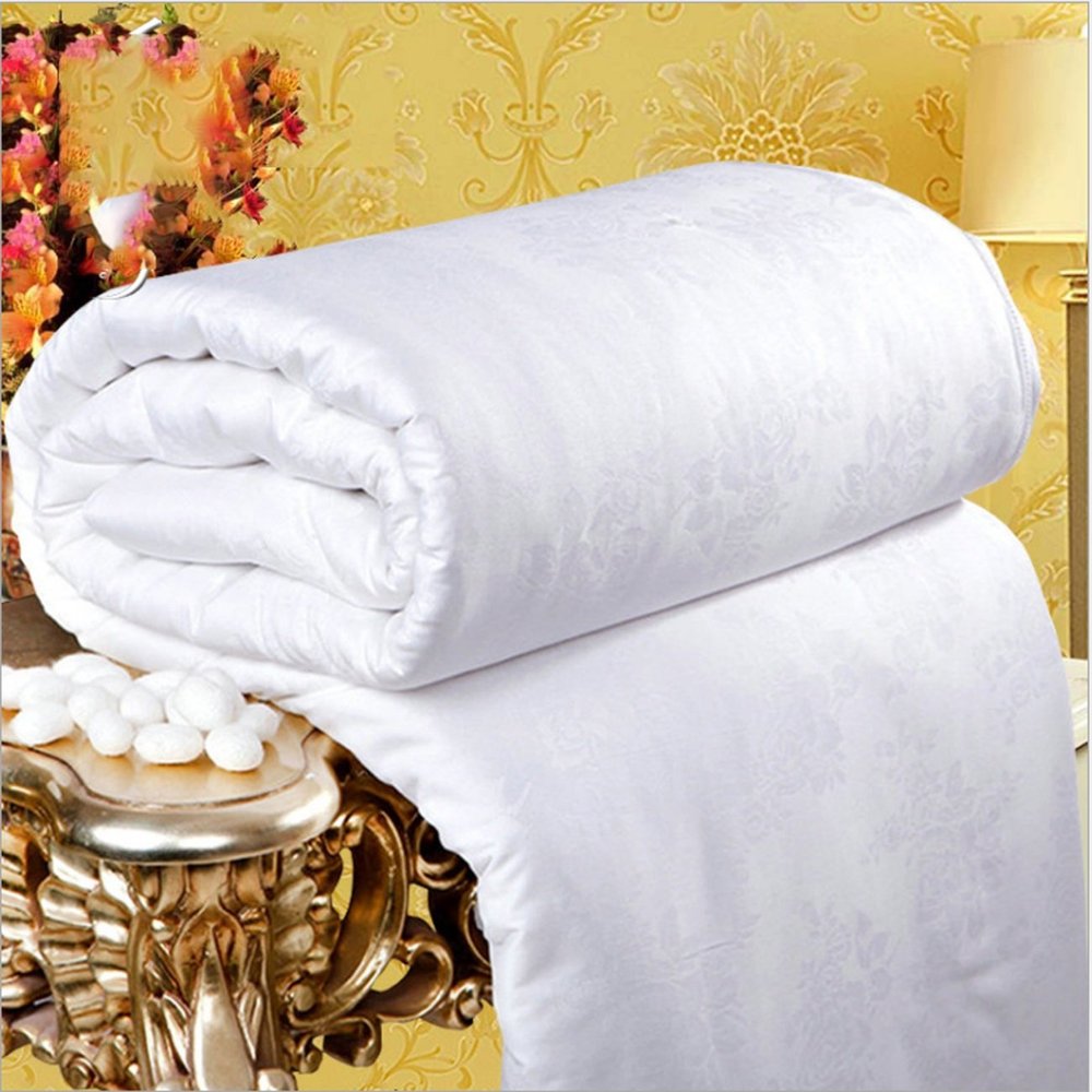 LHFJ Silk Duvet 100% Mulberry Silk Filled Summer Silk Quilt- King(220240cm)/Superqueen(200230cm) (Color : White, Size : 220240-1.5kg)