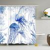 Amagical Ocean Animal Blue Jellyfish Seashells Sea World Shower Curtains Waterproof Polyester Fabric with 12 Hooks 72 x 72 Inch view 1