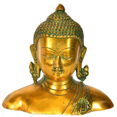 Exotic India The Buddha Bust Statues, Green/Gold