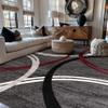 Rugshop Modern Wavy Circles Design Non-Shedding Area Rug, Carpet for Living Room, Dining Room, or Bedroom, Red, 7'10" x 10'2" view 1