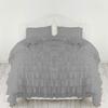 Bedding Empire Luxurious 3 Piece Ruffle Duvet Cover Set 100% Egyptian Cotton 500 Thread Count Emperor Size, Gray Color view 1