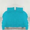 Bedding Empire Luxurious 3 Piece Ruffle Duvet Cover Set 100% Egyptian Cotton 500 Thread Count Queen Size, Turquoise Color view 1