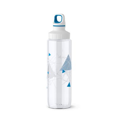 Emsa 518308 Transparent Plastic Water Bottle 6.8 x 6.9 x 28 cm Triangle Blue