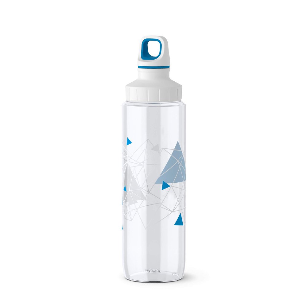 Emsa 518308 Transparent Plastic Water Bottle 6.8 x 6.9 x 28 cm Triangle Blue