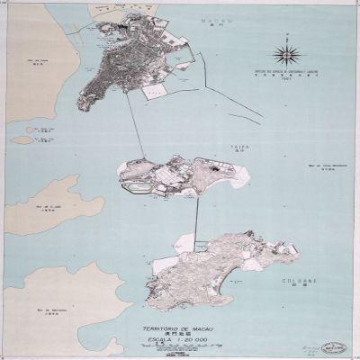 18" x 24" 1991 Map Of Macau Territory Special Administrative Region